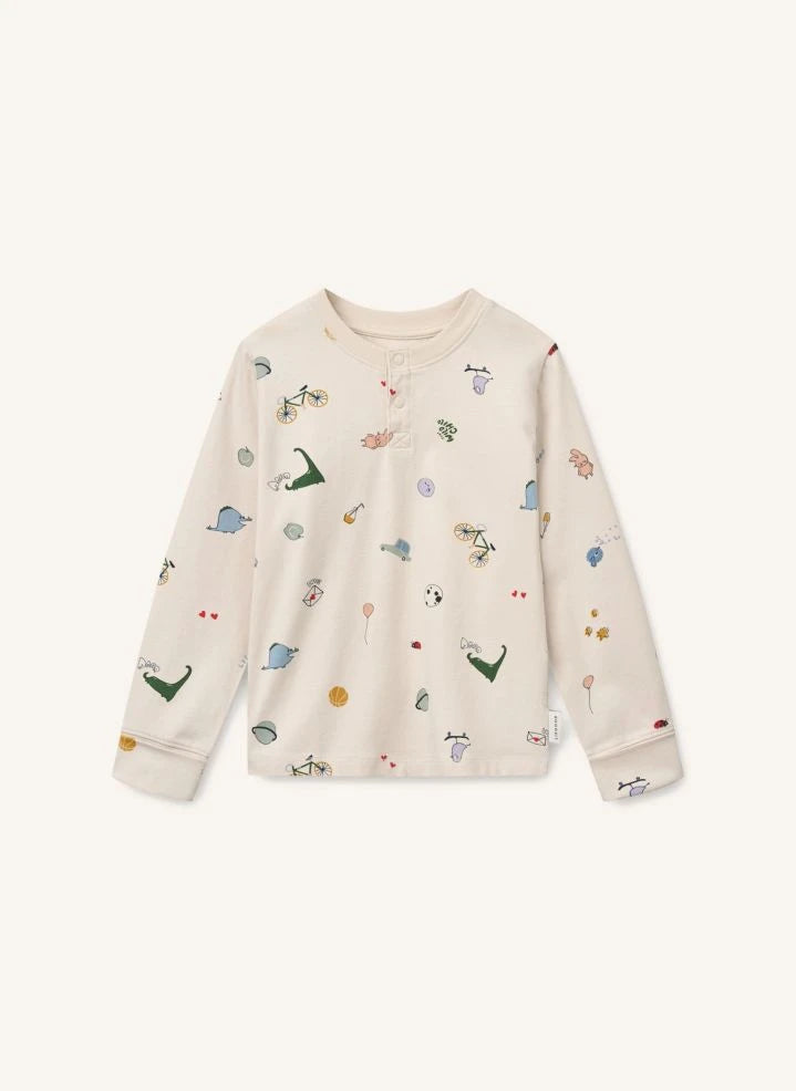 Liewood - Wilhelm Organik Pamuklu Hayvan Desenli Pijama | Kum