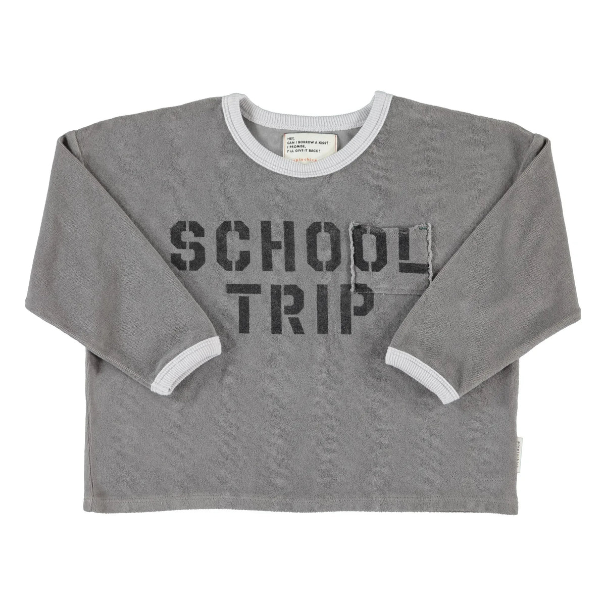 Piupiuchick - School Trip ऑर्गेनिक कॉटन टॉवल टी-शर्ट | ग्रे