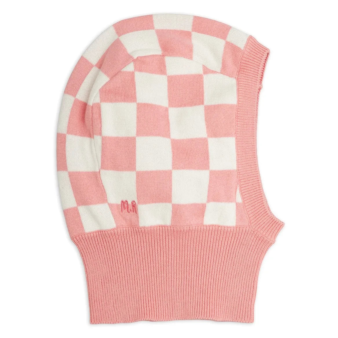 Mini Rodini - Damier ऑर्गेनिक कॉटन बालाक्लावा | गुलाबी
