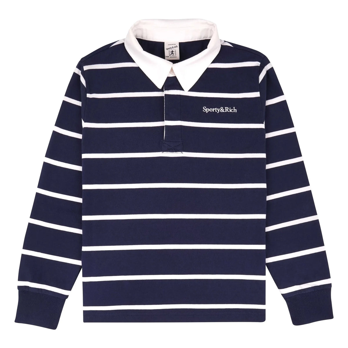 Sporty & Rich - Rugby Polo Serif Logo Çizgili | Lacivert