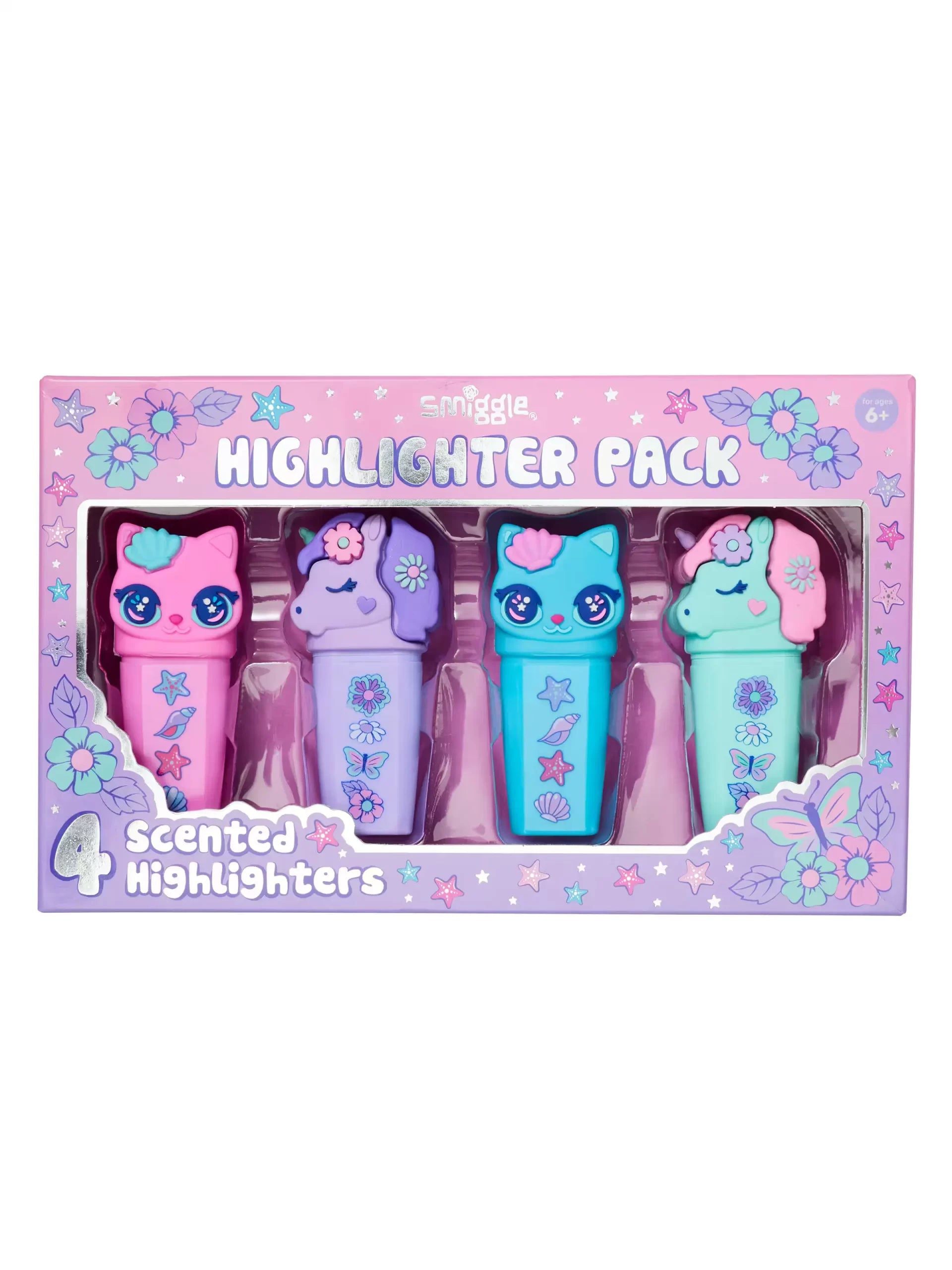 Smiggle - Hi There Fosforlu Kalem Paketi X4-Dinossi