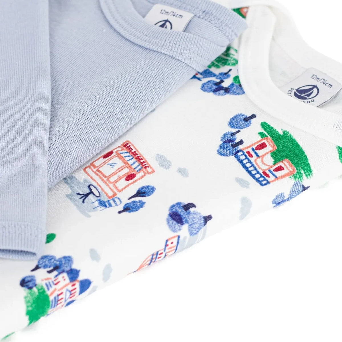 Petit Bateau - 3’lü Body Seti Paris ऑर्गेनिक कॉटन | सफ़ेद