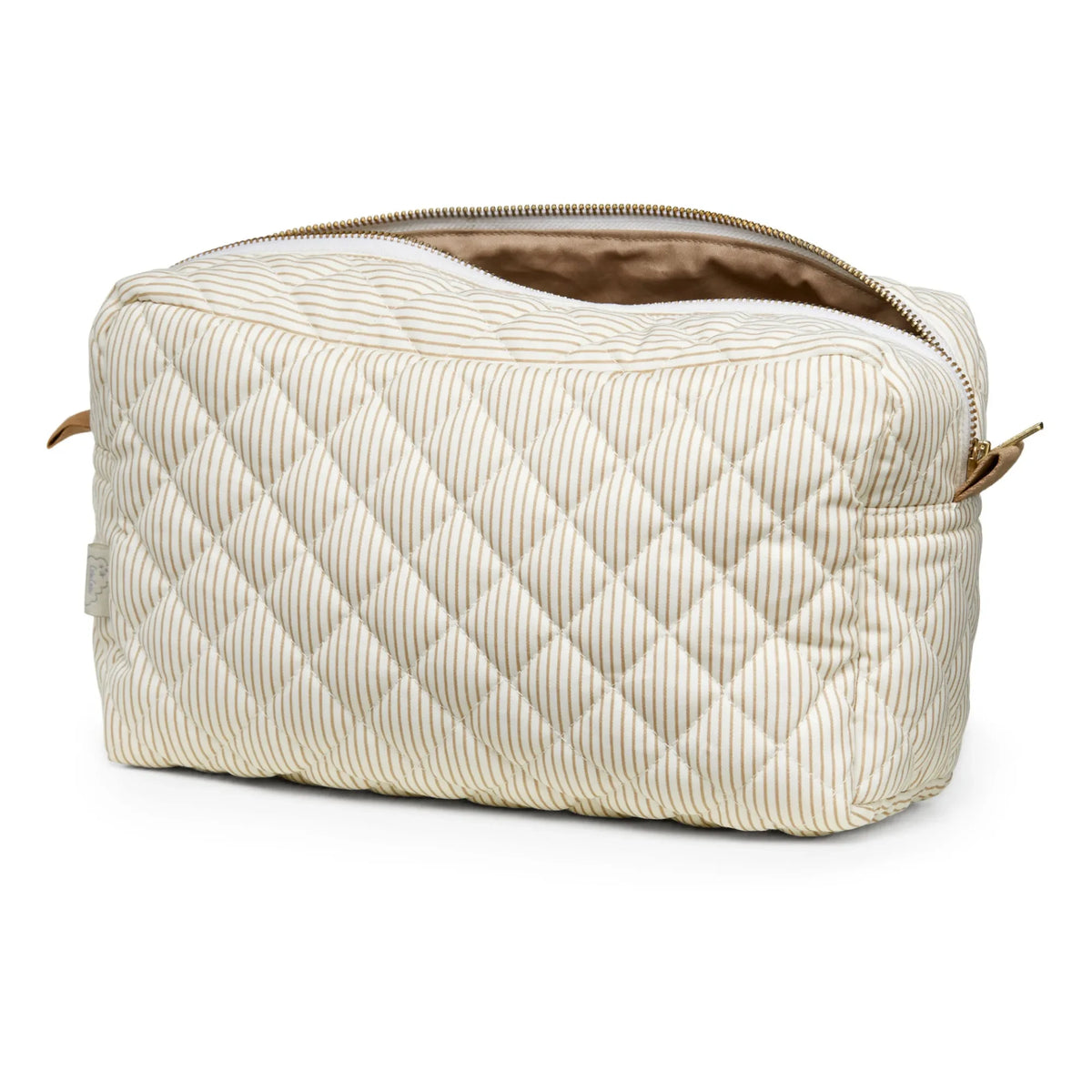 Cam Cam - धारियों वाला कैमल मेकअप बैग