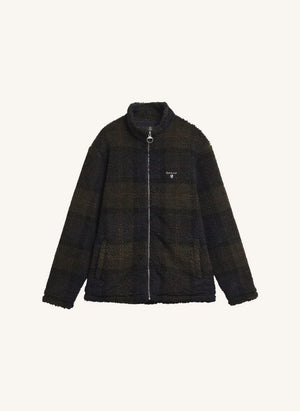 Barbour - Kareli Fermuarlı Polar Ceket | Haki