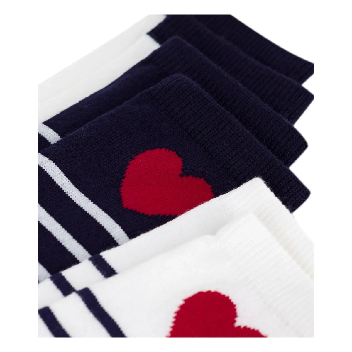 Petit Bateau - 3 Çift Çizgili Çorap Seti | Beyaz