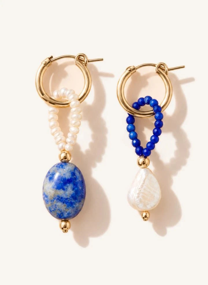 Camille Colette Studio - Hortense x Jim Lapis Lazuli Halka Küpeler | Mavi