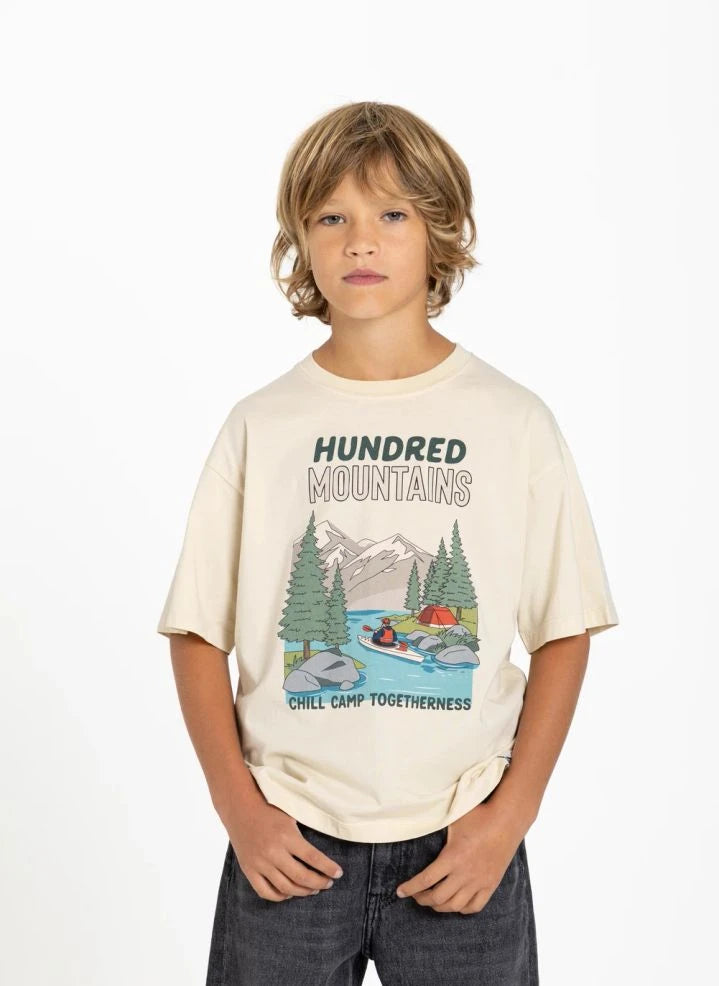 Hundred Pieces - Finn Chill Camp Organik Pamuk Tişört | Bej