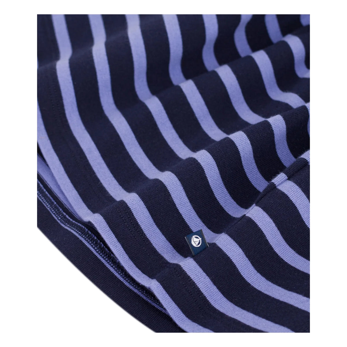 Petit Bateau - धारीदार ऑर्गेनिक कॉटन लंबी आस्तीन वाली ड्रेस | नीला