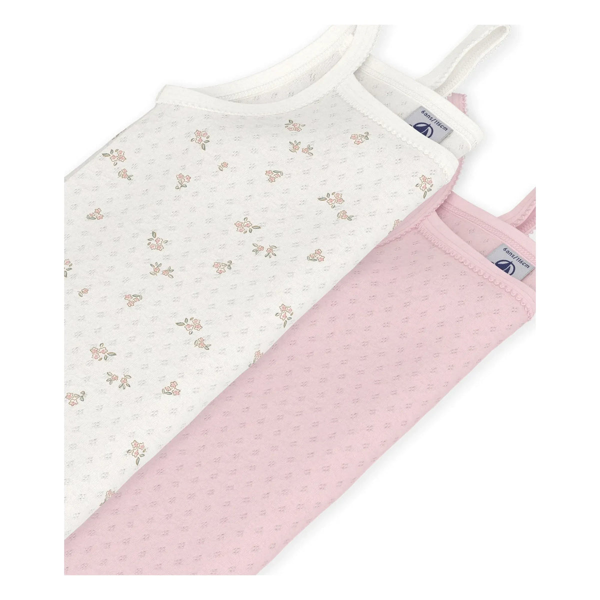 Petit Bateau - 2'li Delikli Organik Pamuklu Çiçekli Atlet | Pembe