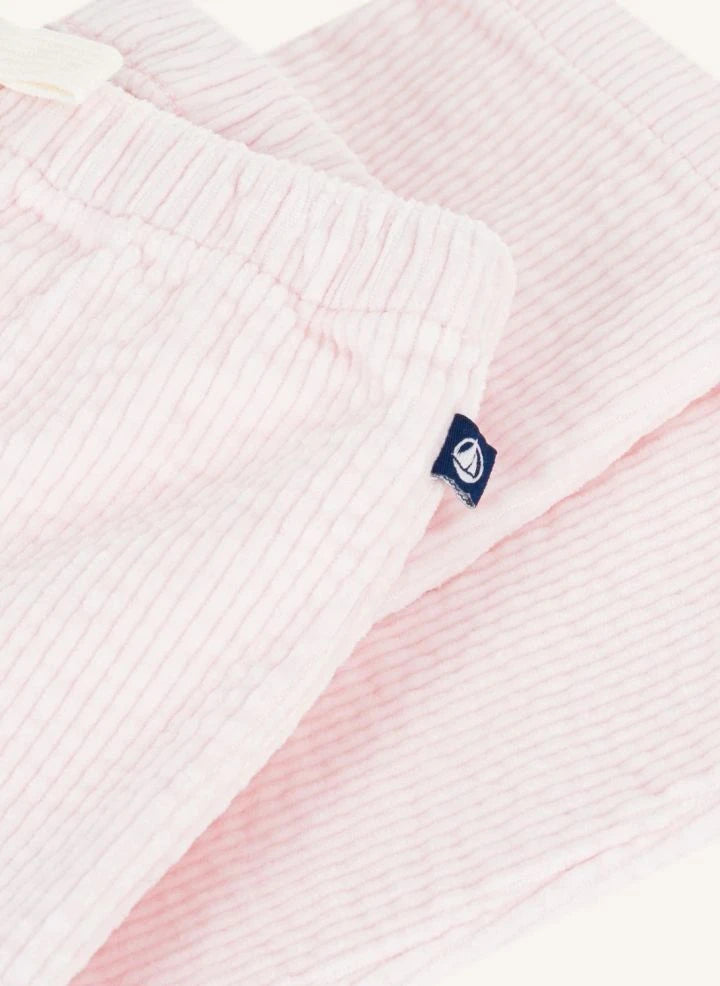 Petit Bateau - ऑर्गेनिक कॉटन वेलवेट बेबी पैंट | हल्का गुलाबी