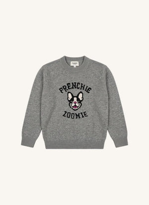 Finger in the nose - Sally Frenchie Merinos Yünlü Kazak | Gri melanj