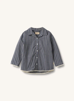 Wheat - Çizgili organik pamuklu pijama | Gri mavi