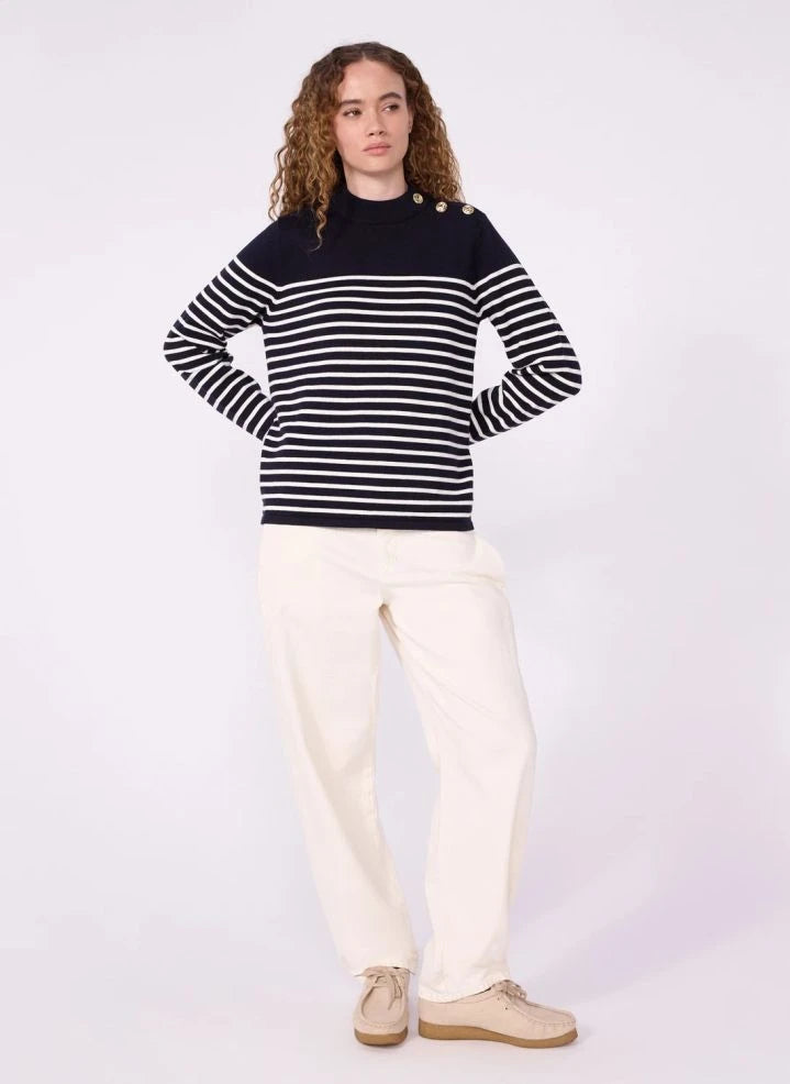 Petit Bateau - Çizgili Yün Kazak | Lacivert