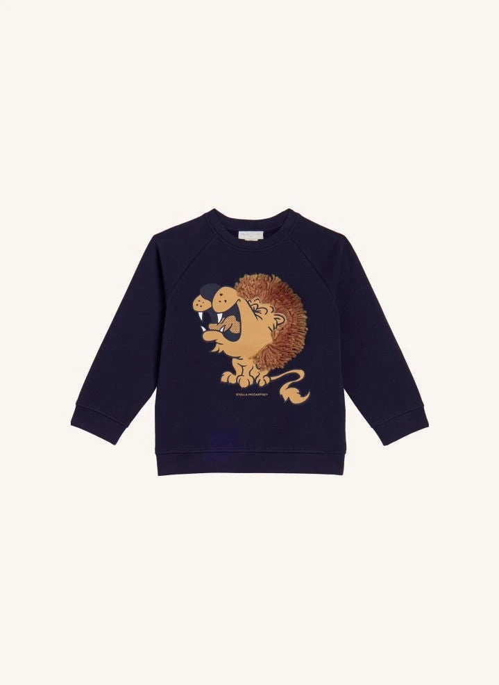 Stella McCartney Kids - शेर वाला स्वेटशर्ट | गहरा नीला