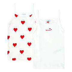 Petit Bateau - 2'li Organik Pamuk Kalp Desenli Atlet | Beyaz