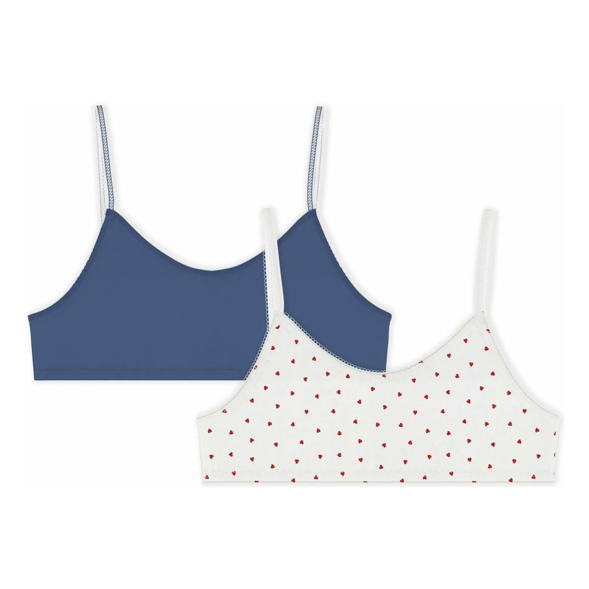 Petit Bateau - 2'li Organik Pamuk Kalp Desenli Sütyen Seti | Beyaz