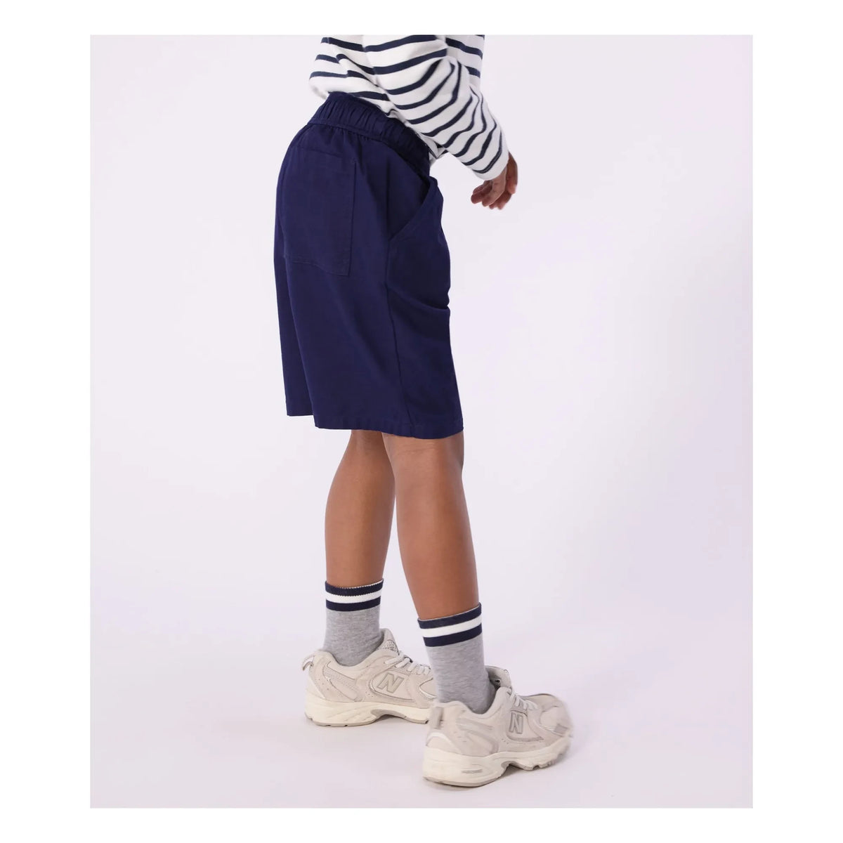 Petit Bateau - प्लेन टवील ऑर्गेनिक कॉटन बरमूडा शॉर्ट्स | मिडनाइट ब्लू