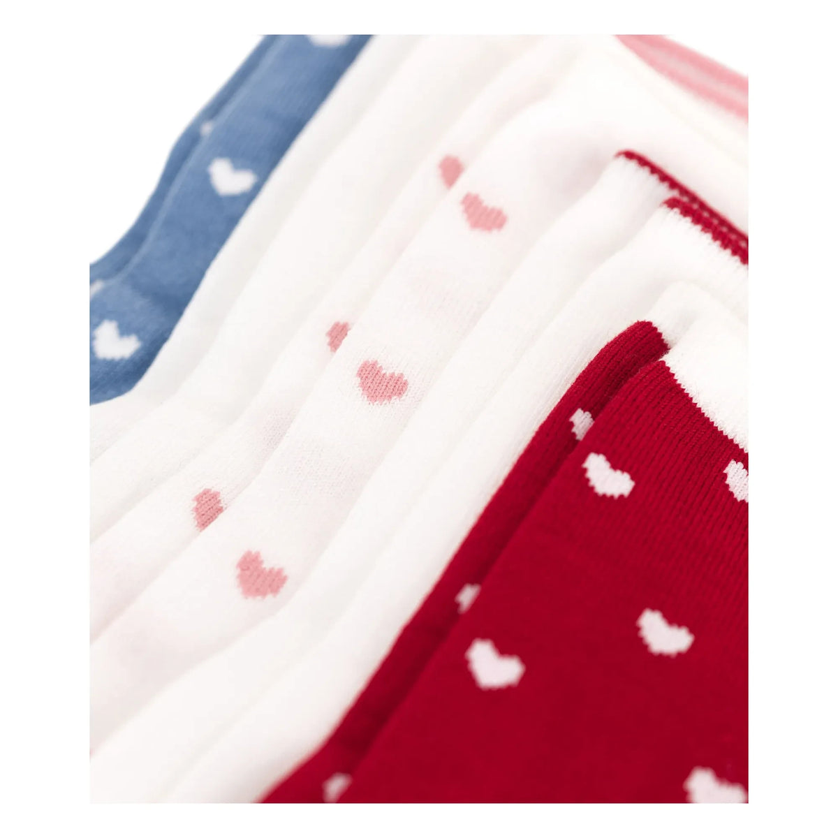 Petit Bateau - 5 जोड़ी जर्सी हाई सॉक्स सेट | लाल