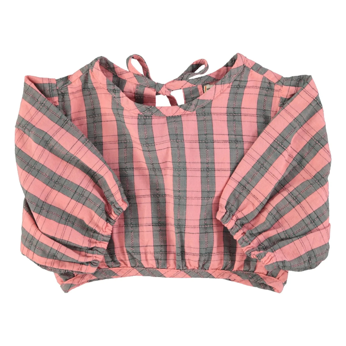 Piupiuchick - ऑर्गेनिक कॉटन प्लेड क्रॉप्ड ब्लाउज़ | गुलाबी