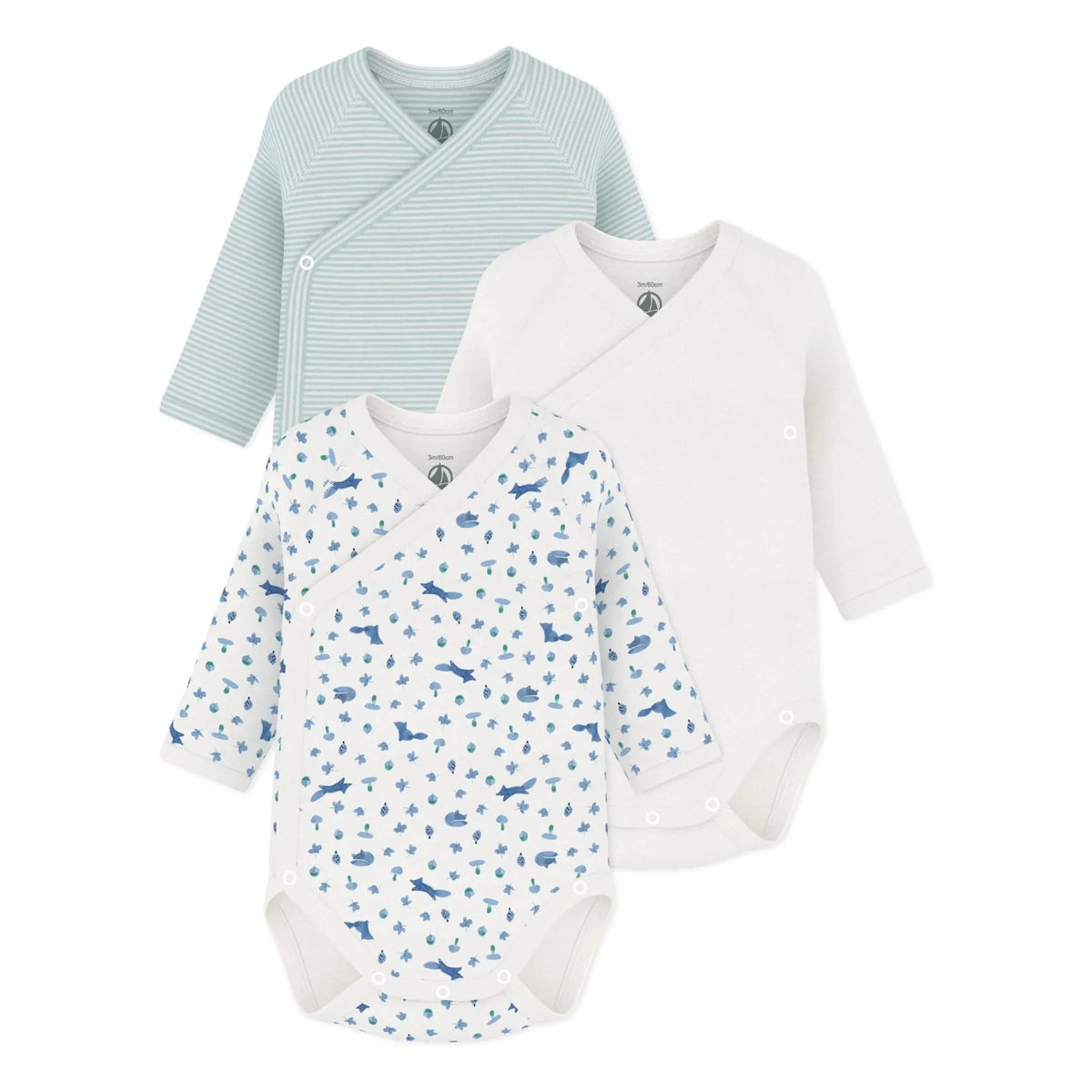 Petit Bateau - 3'lü Organik Pamuk Tilki Desenli Çapraz Çanta | Beyaz