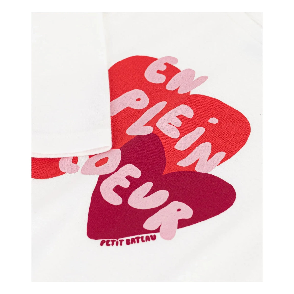 Petit Bateau - En Plein Coeur ऑर्गेनिक कॉटन टी-शर्ट | सफ़ेद