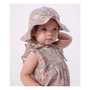 Petit Bateau - ऑर्गेनिक कॉटन पॉपलिन फ्लोरल जंपसूट | ग्रे नीला