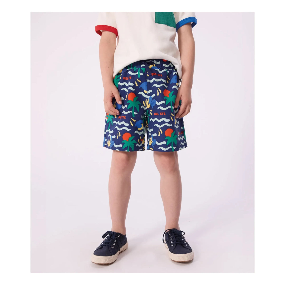 Petit Bateau - पुनर्चक्रित रेशों से बनी स्विमिंग शॉर्ट्स | फ़िरोज़ी