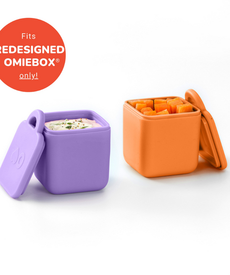 Omiebox - बेंटो बॉक्स आंतरिक विभाजन कंटेनर 2 टुकड़े बैंगनी/नारंगी