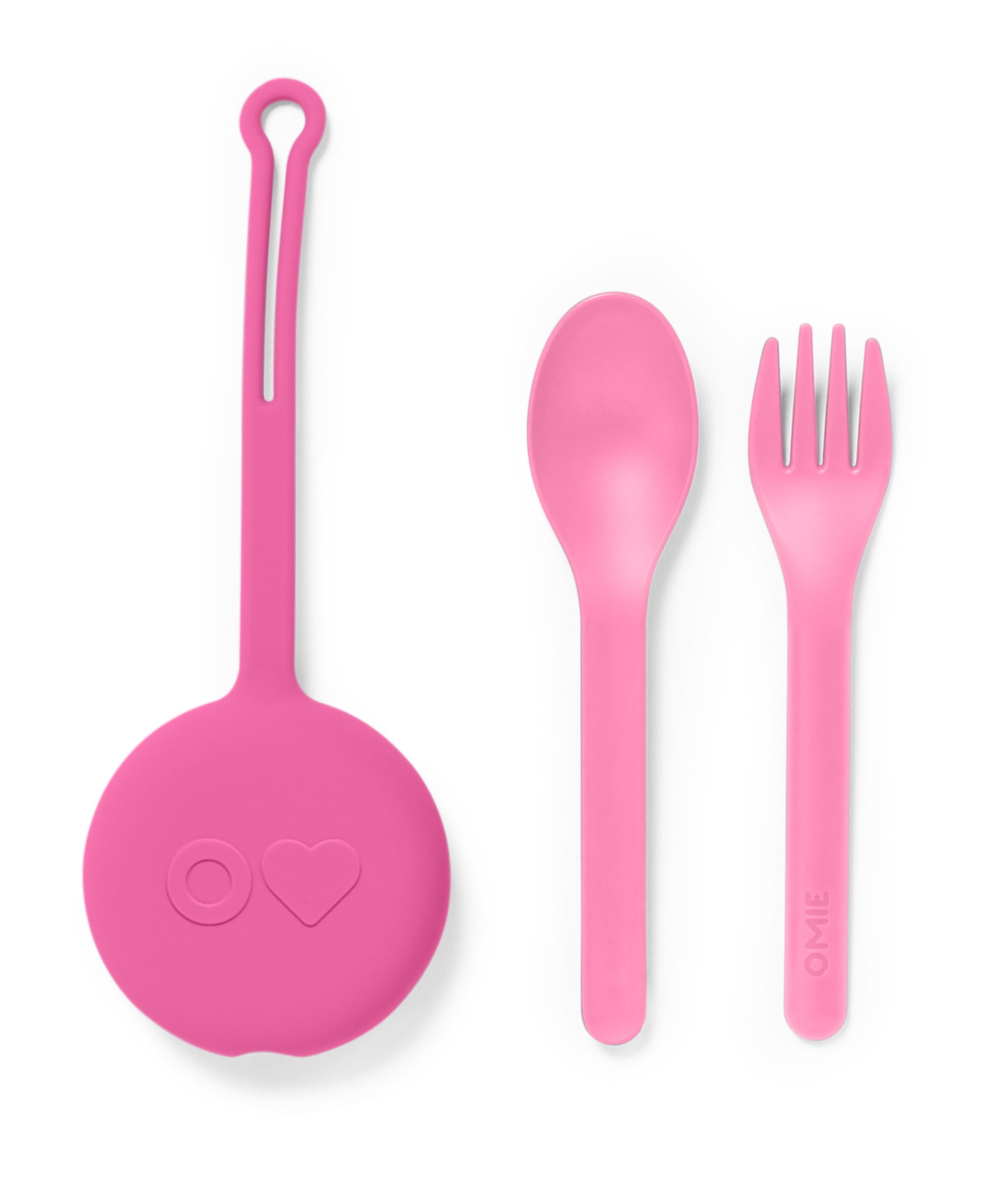 Omiebox - OmiePod बलून गुलाबी सिलिकॉन कांटा और चम्मच सेट