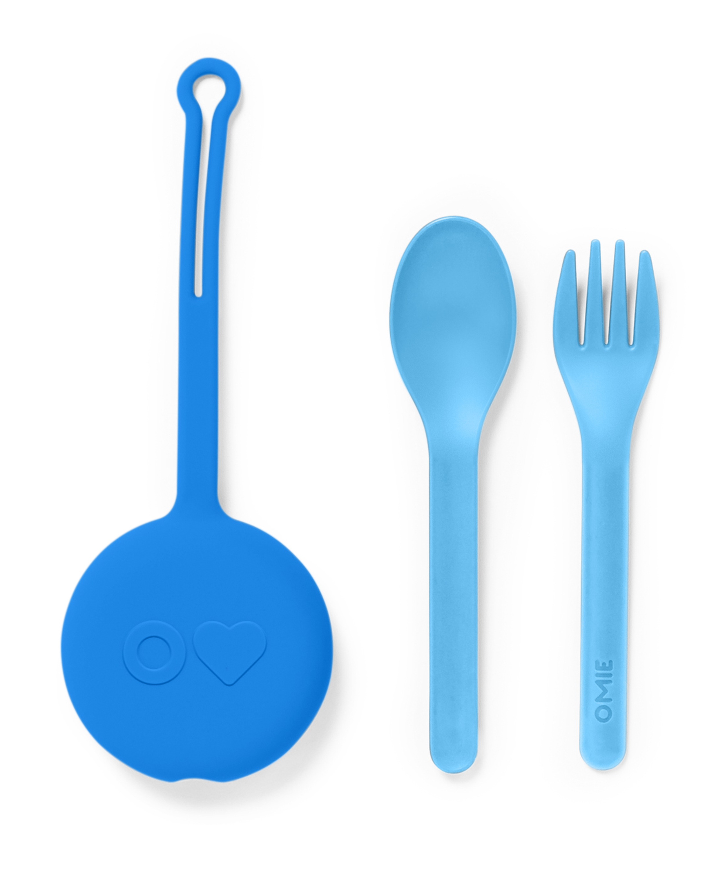 Omiebox - OmiePod कैप्री नीला सिलिकॉन कांटा और चम्मच सेट