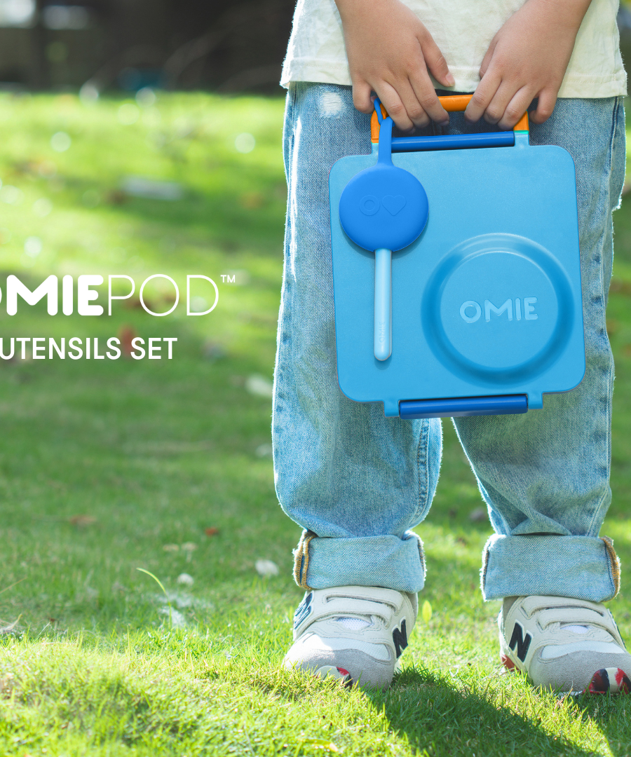 Omiebox - OmiePod कैप्री नीला सिलिकॉन कांटा और चम्मच सेट