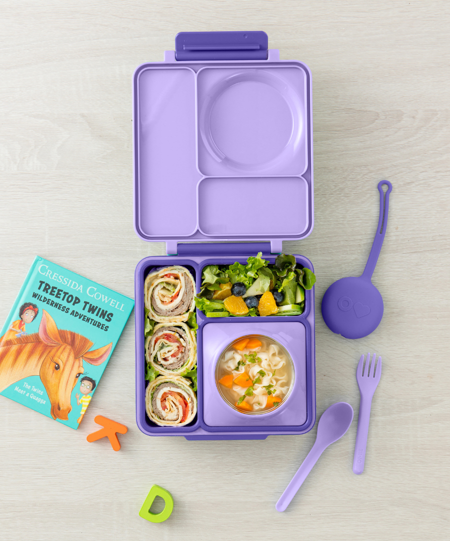 Omiebox - OmiePod लिला सिलिकॉन कांटा और चम्मच सेट