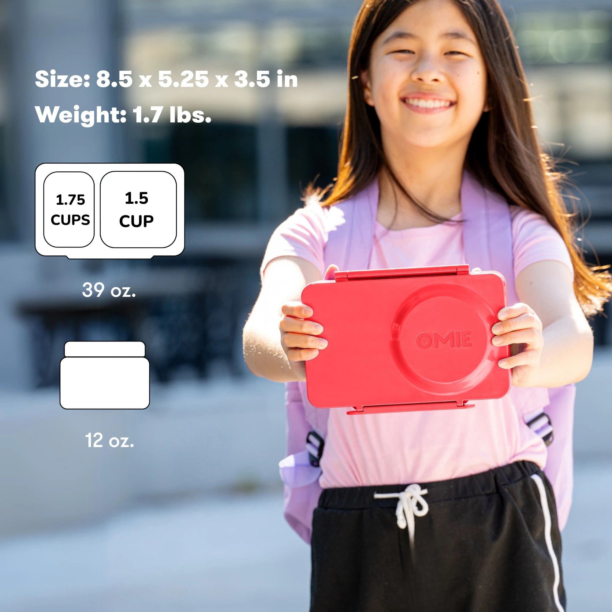 Omiebox - UP थर्मल इंसुलेटेड 2. पीढ़ी चेरी गुलाबी बेंटो भोजन बॉक्स