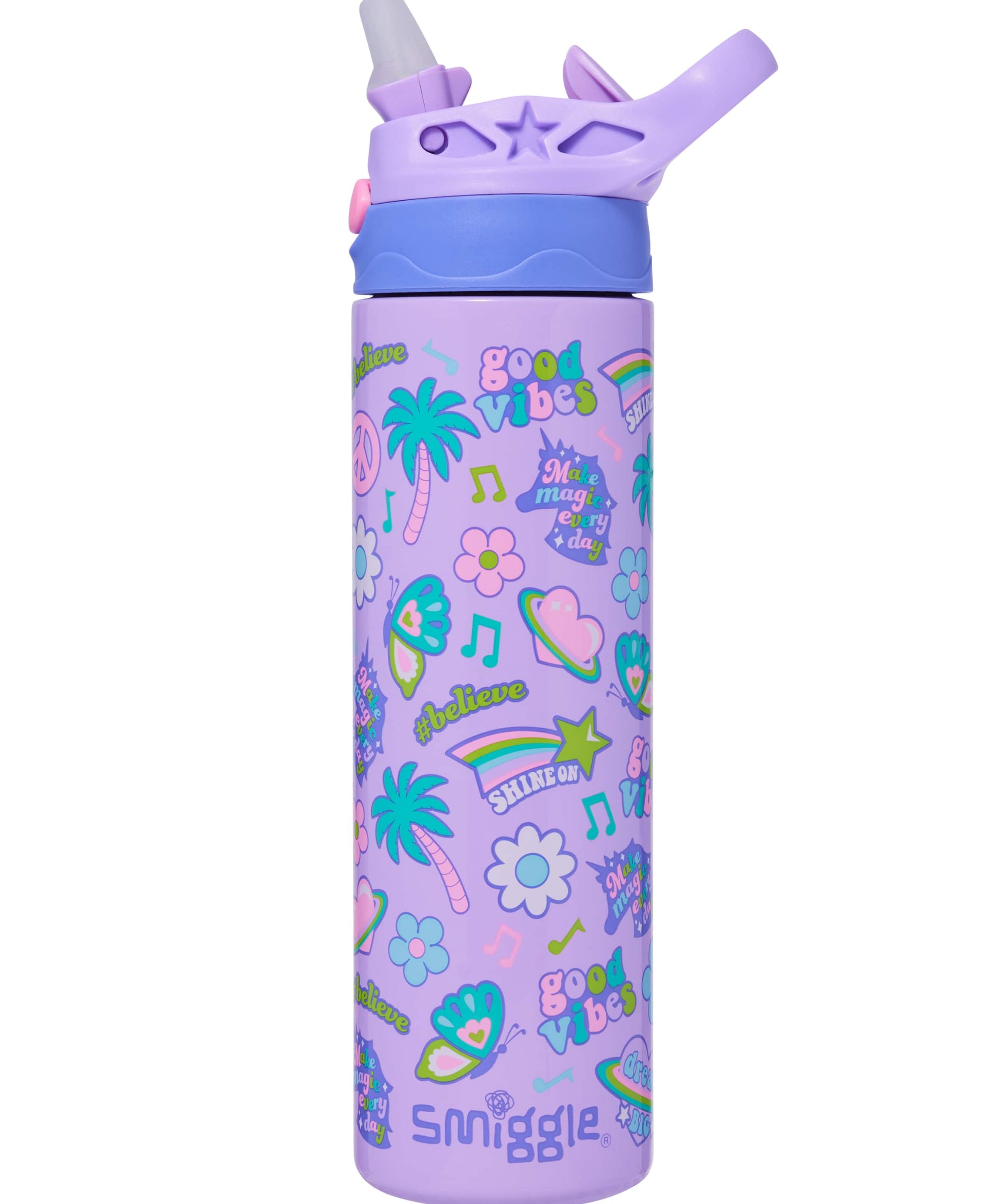 Smiggle - ऑल स्टार्स 520ML ऑटोमैटिक गुप्त पाइप वाली स्टील की मैटरा