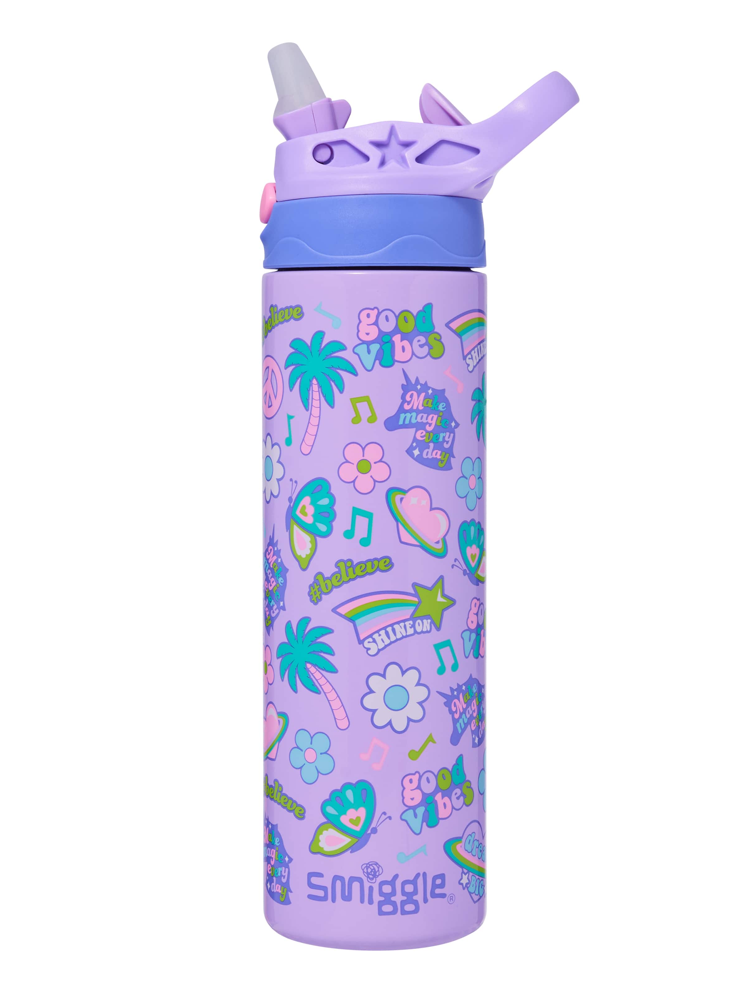 Smiggle - ऑल स्टार्स 520ML ऑटोमैटिक गुप्त पाइप वाली स्टील की मैटरा