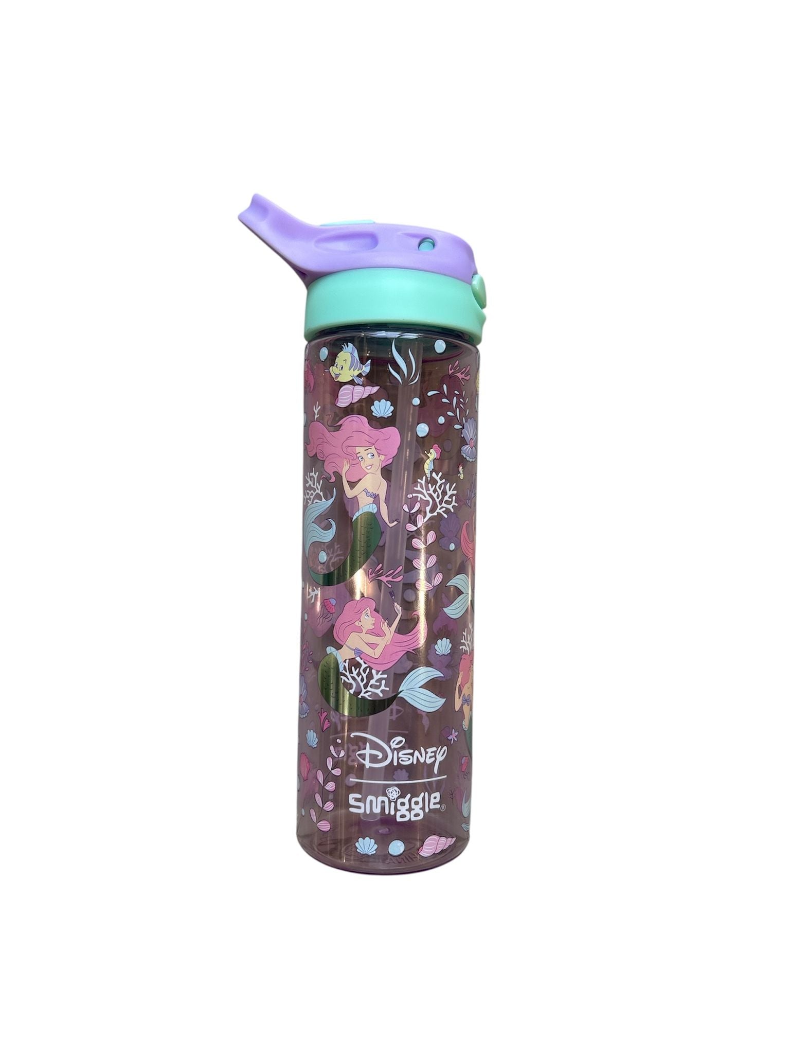 Smiggle - Disney एरियल BPA मुक्त ऑटोमैटिक पाइप वाला 650ML पानी की बोतल