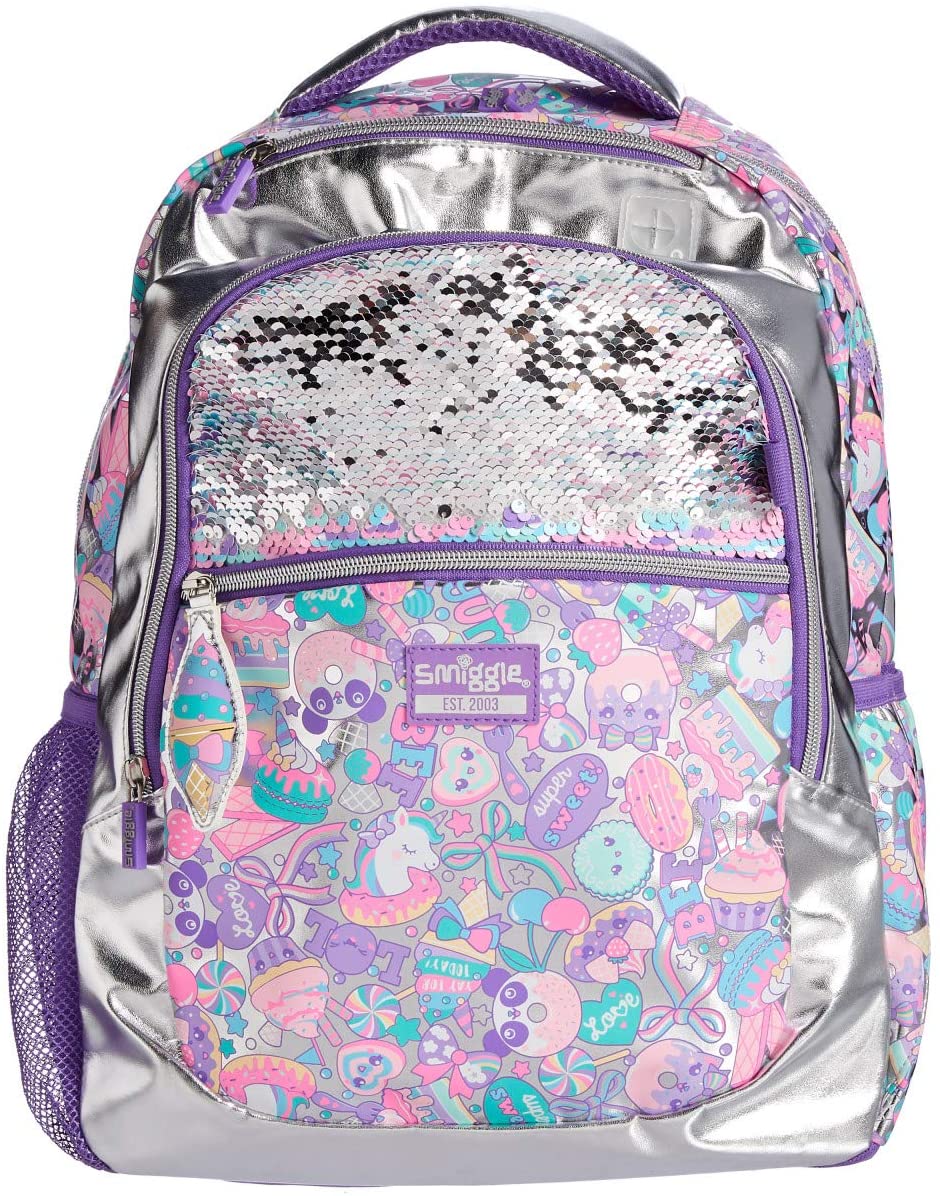 Smiggle - चमकीले सीक्विन क्लासिक स्कूल बैकपैक