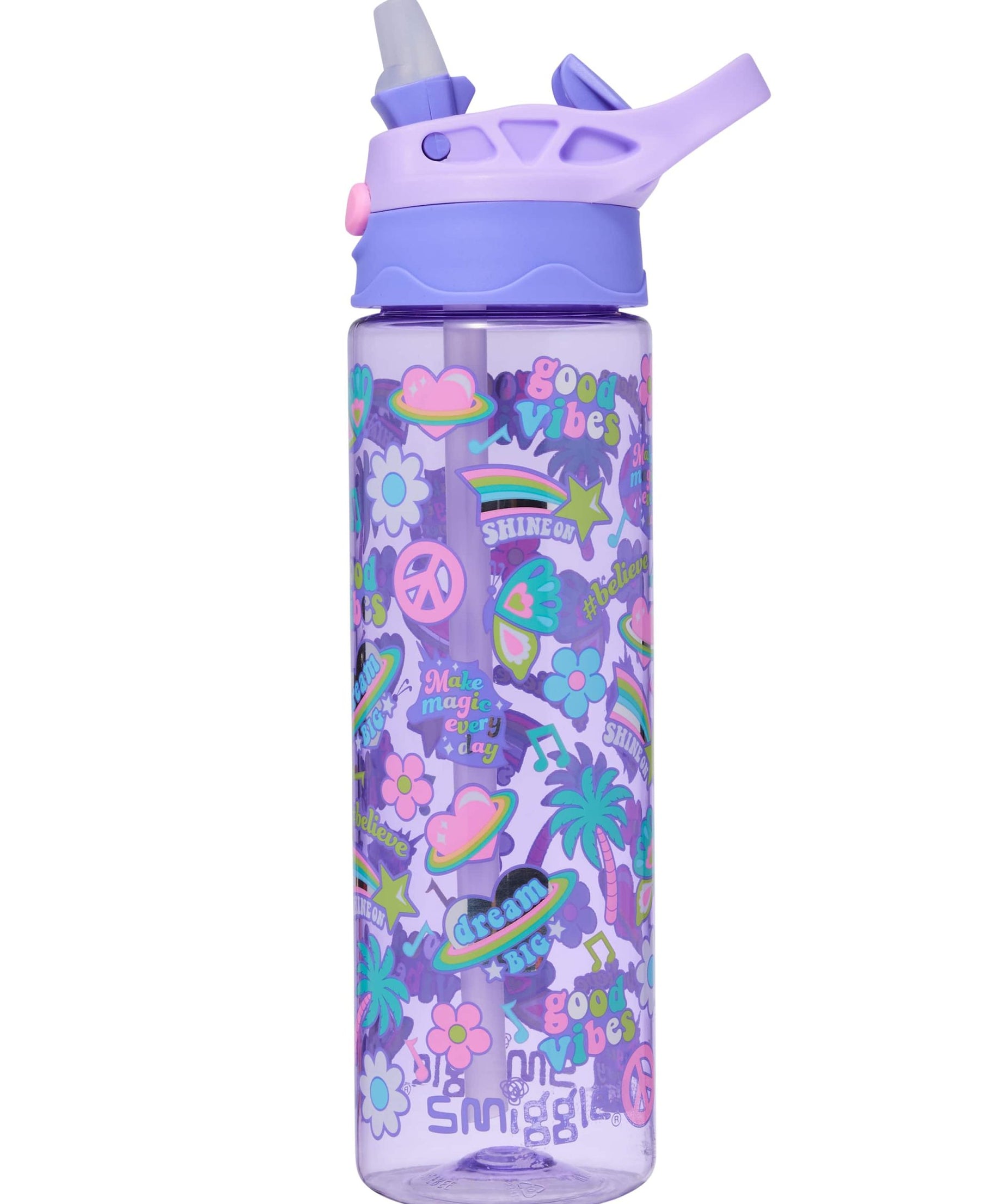 Smiggle - ऑल स्टार्स 650ML ऑटोमैटिक मुँह वाला BPA मुक्त पानी की बोतल