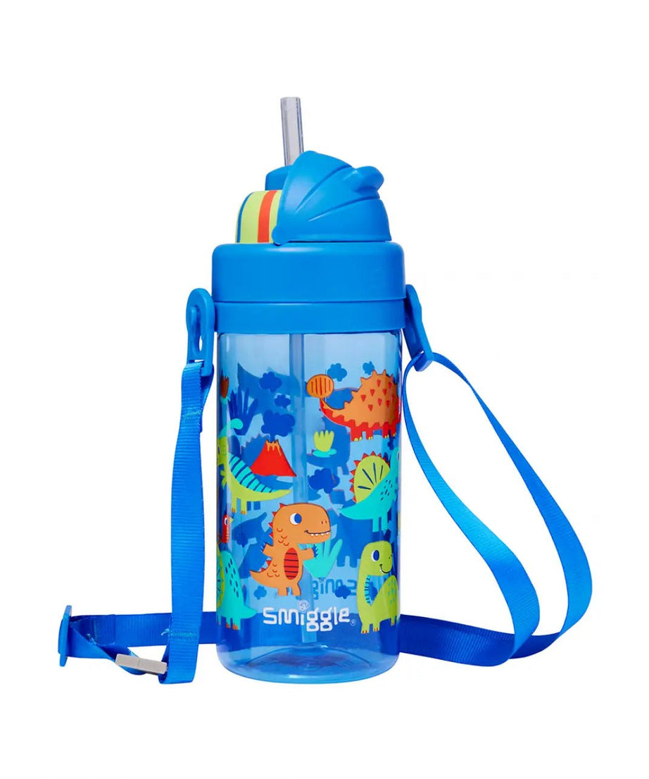 Smiggle - Glide Teeny Tiny Dinossi डिज़ाइन 400 ML BPA मुक्त छुपा स्ट्रॉ वाला पानी की बोतल