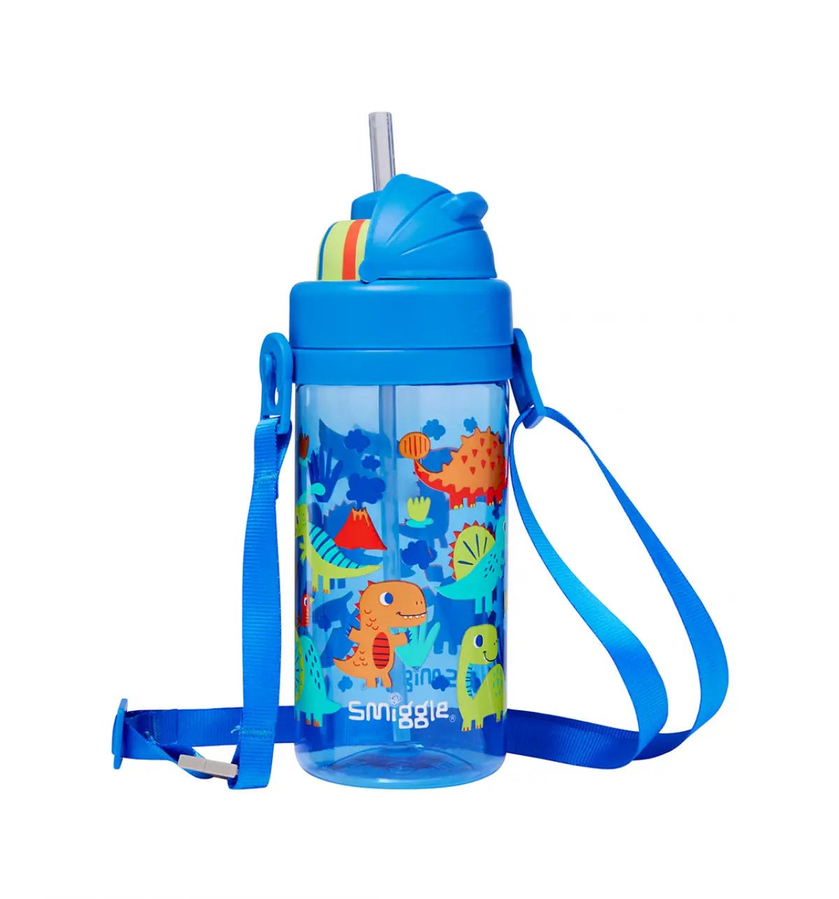 Smiggle - Glide Teeny Tiny Dinossi डिज़ाइन 400 ML BPA मुक्त छुपा स्ट्रॉ वाला पानी की बोतल