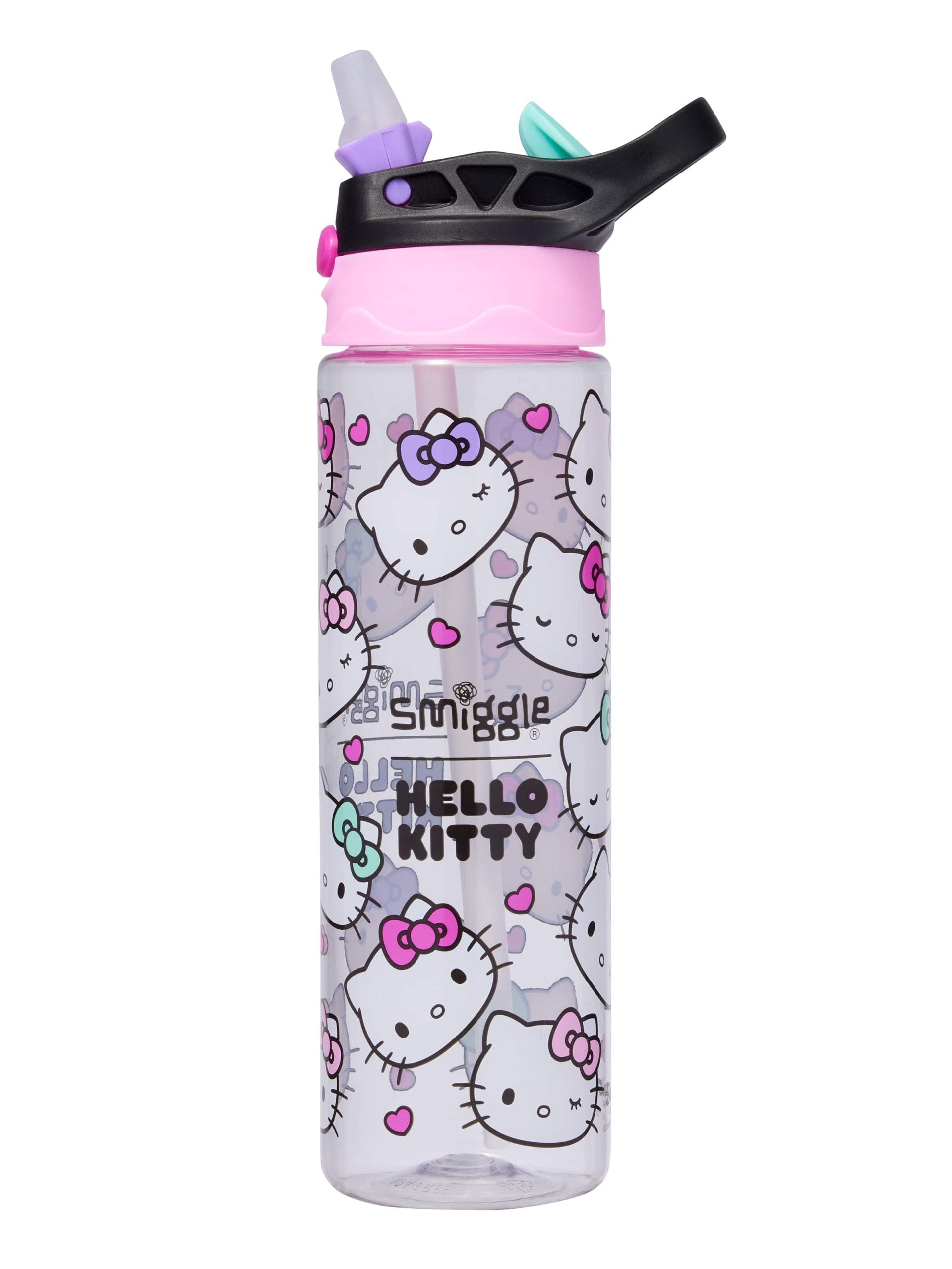 Smiggle - Hello Kitty BPA मुक्त ऑटोमैटिक पाइप वाला 650ML पानी की बोतल