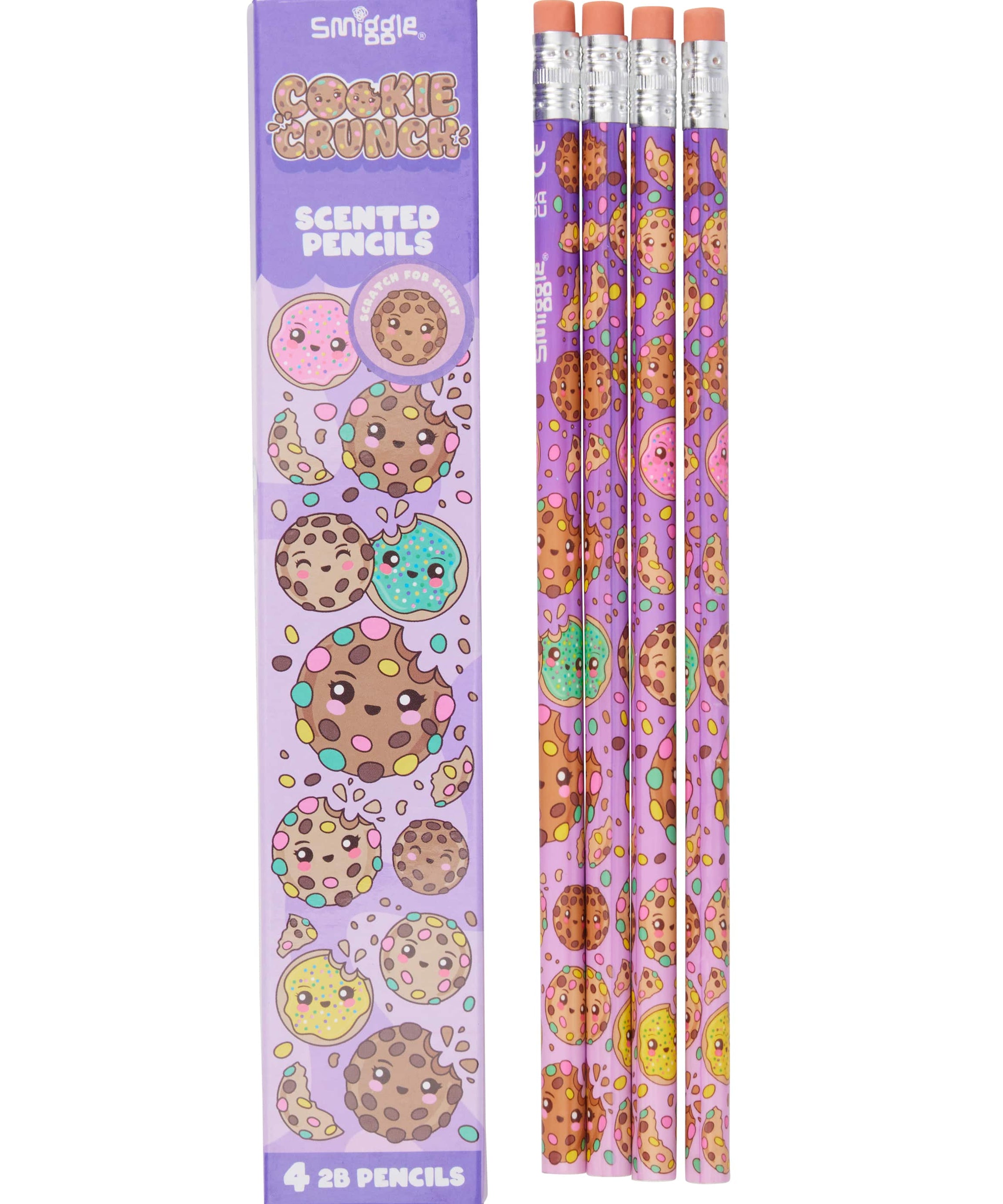 Smiggle - खुशबूदार 4 टुकड़ों वाला पेंसिल सेट