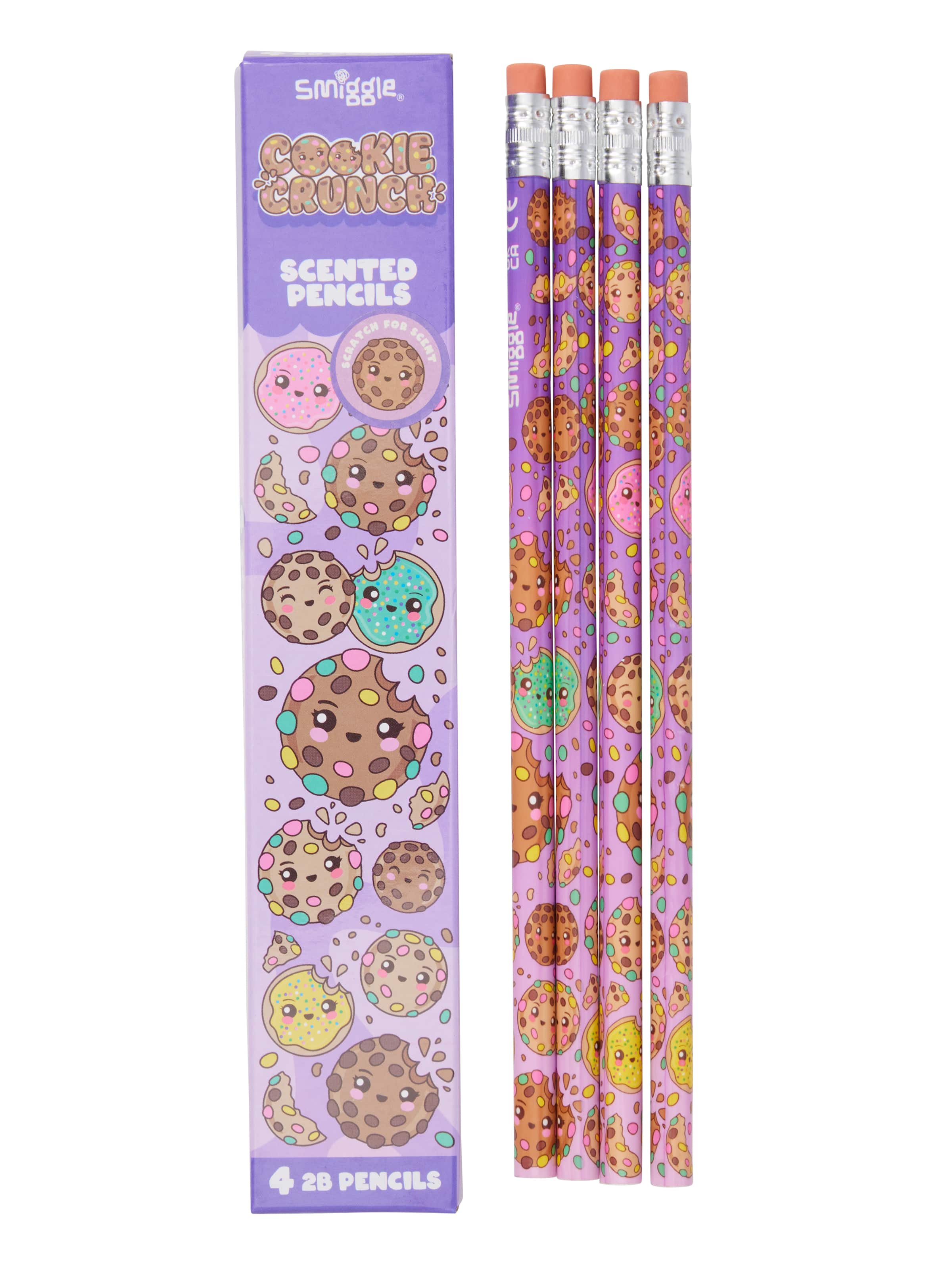 Smiggle - खुशबूदार 4 टुकड़ों वाला पेंसिल सेट