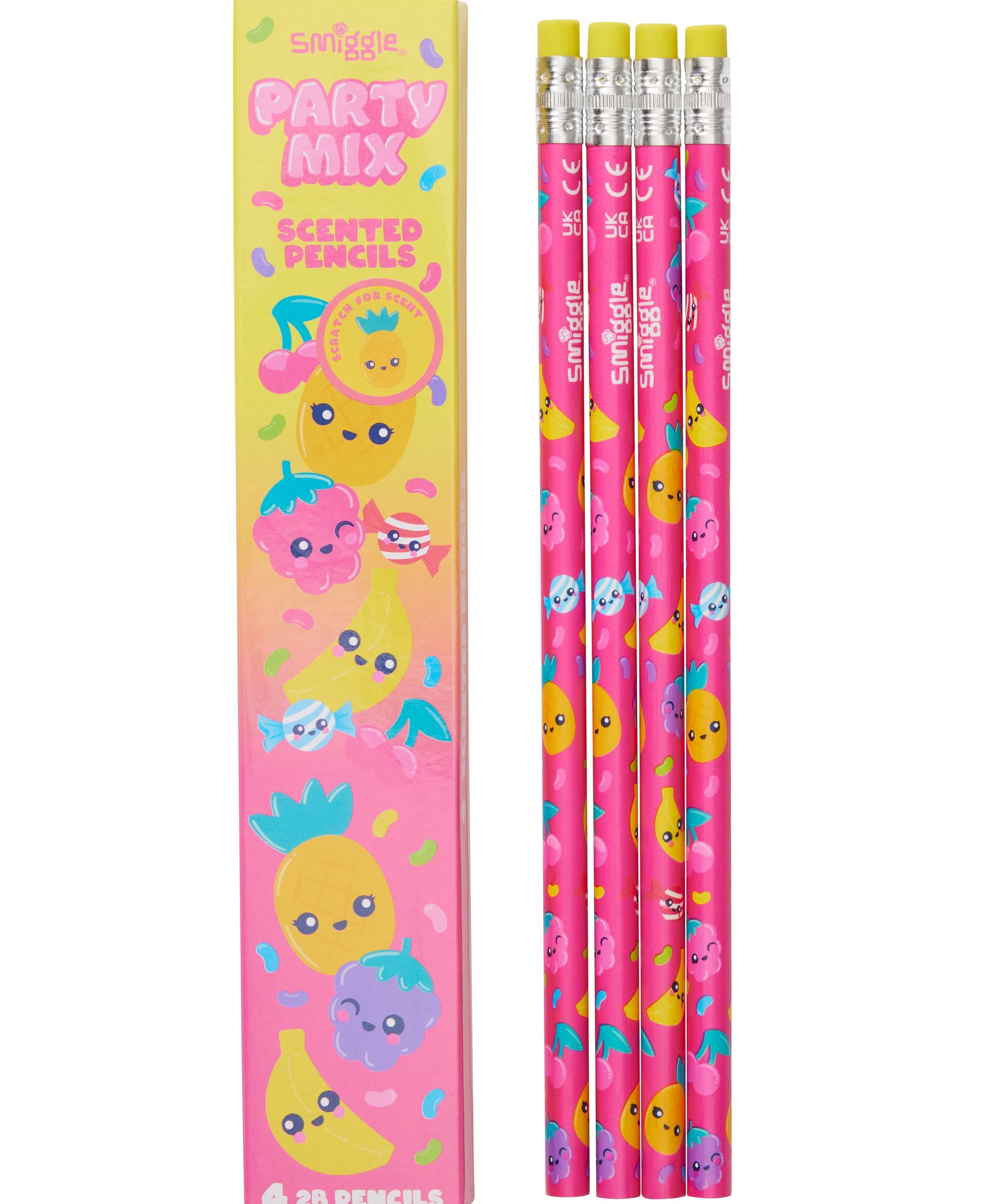 Smiggle - खुशबूदार 4 टुकड़ों वाला पेंसिल सेट