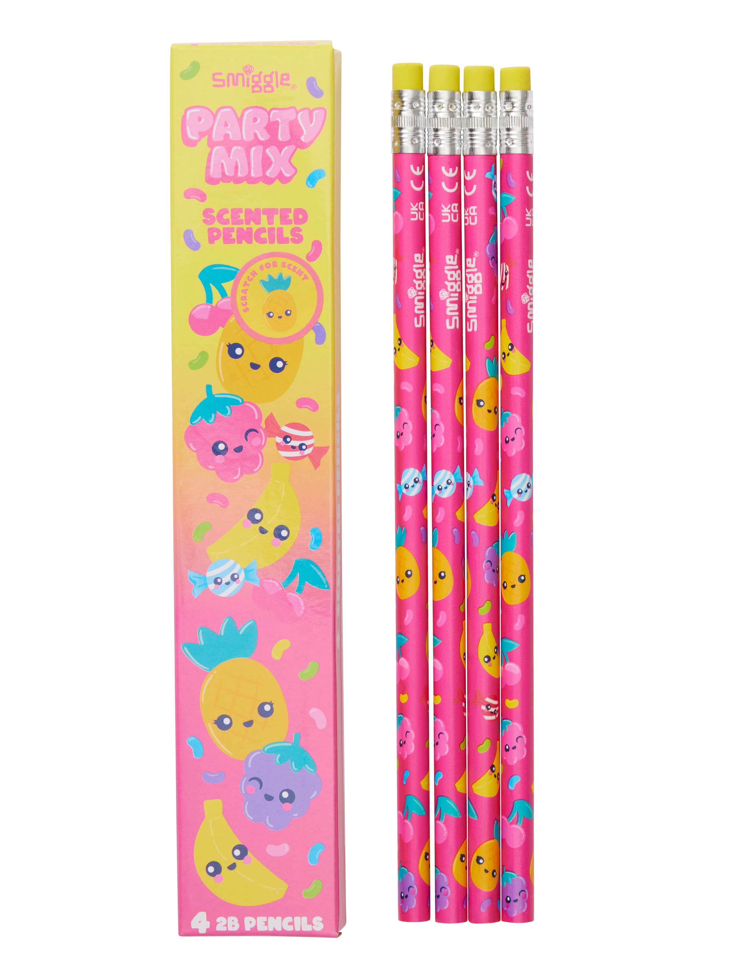 Smiggle - खुशबूदार 4 टुकड़ों वाला पेंसिल सेट