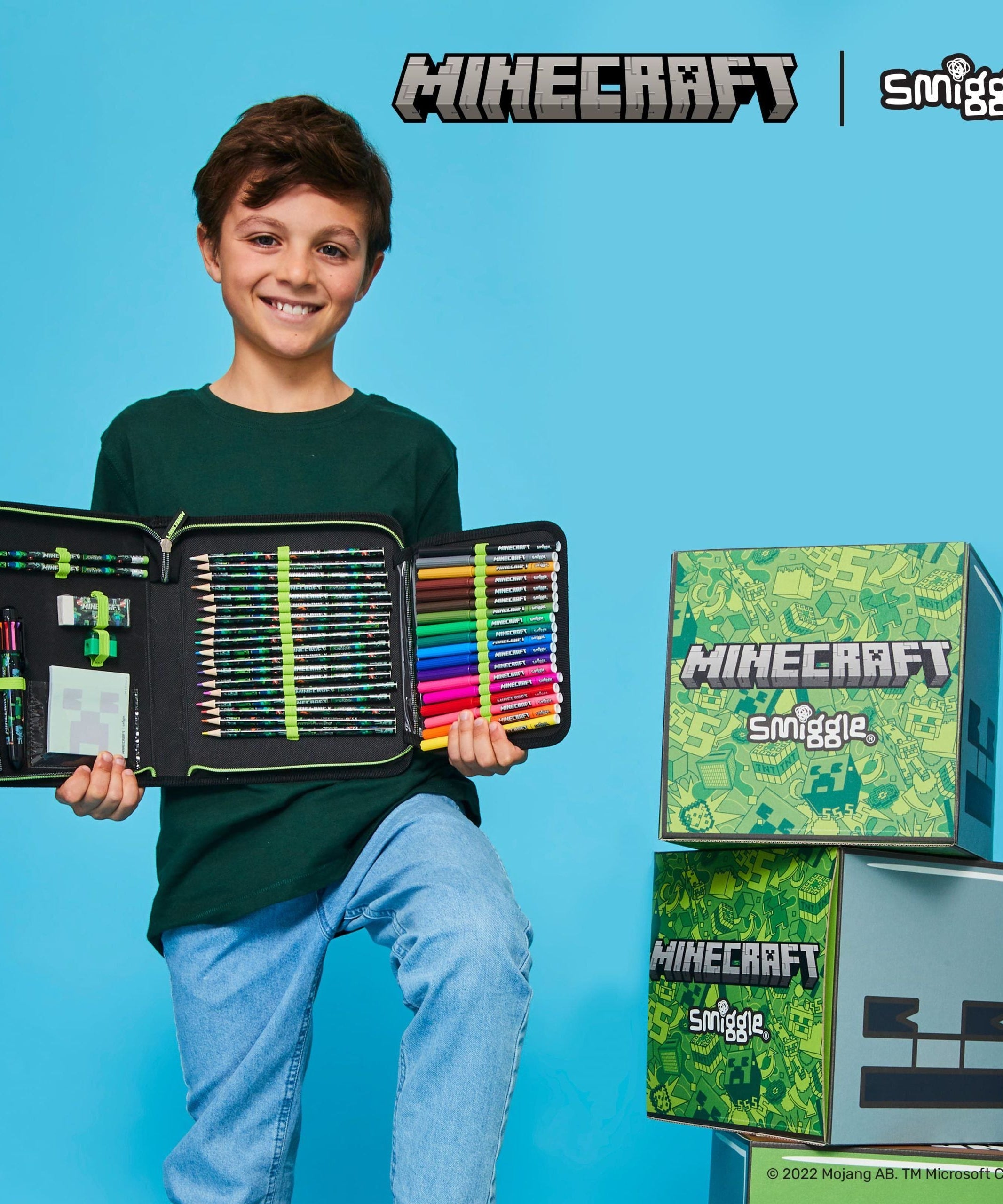 Smiggle - Minecraft स्टेशनरी सेट और पेंसिल बॉक्स