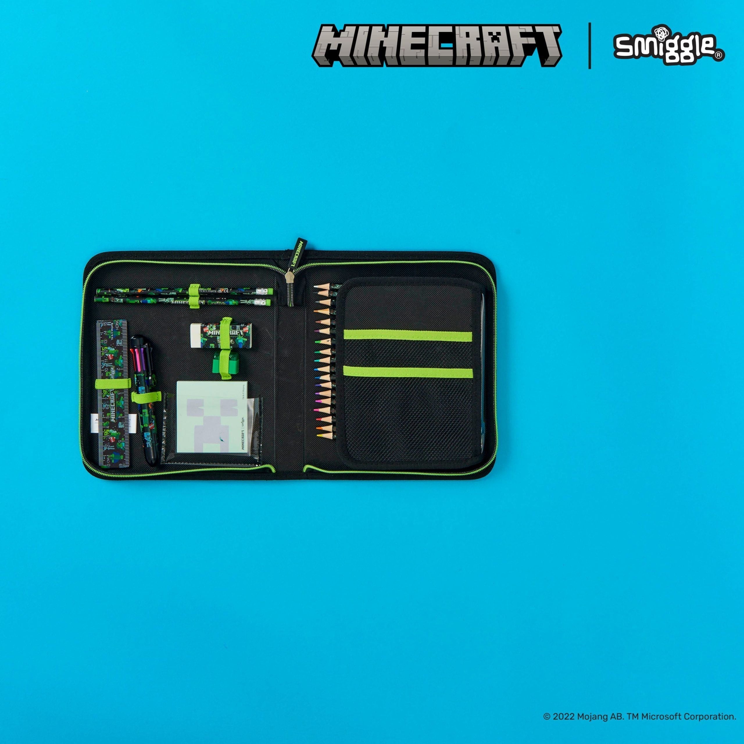 Smiggle - Minecraft स्टेशनरी सेट और पेंसिल बॉक्स