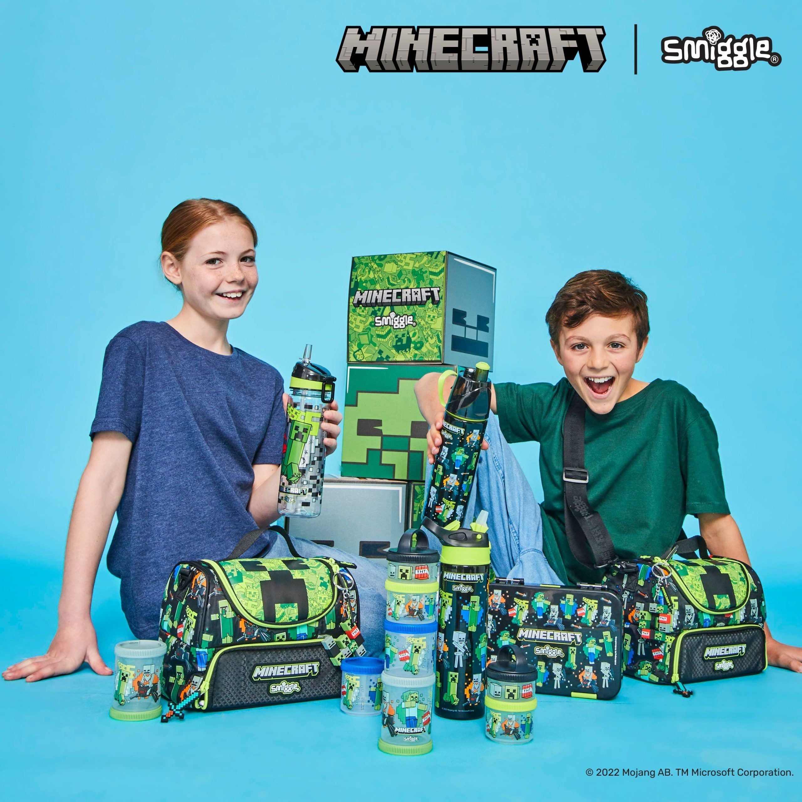 Smiggle - Minecraft मध्यम आकार का बेंटो लंच बॉक्स