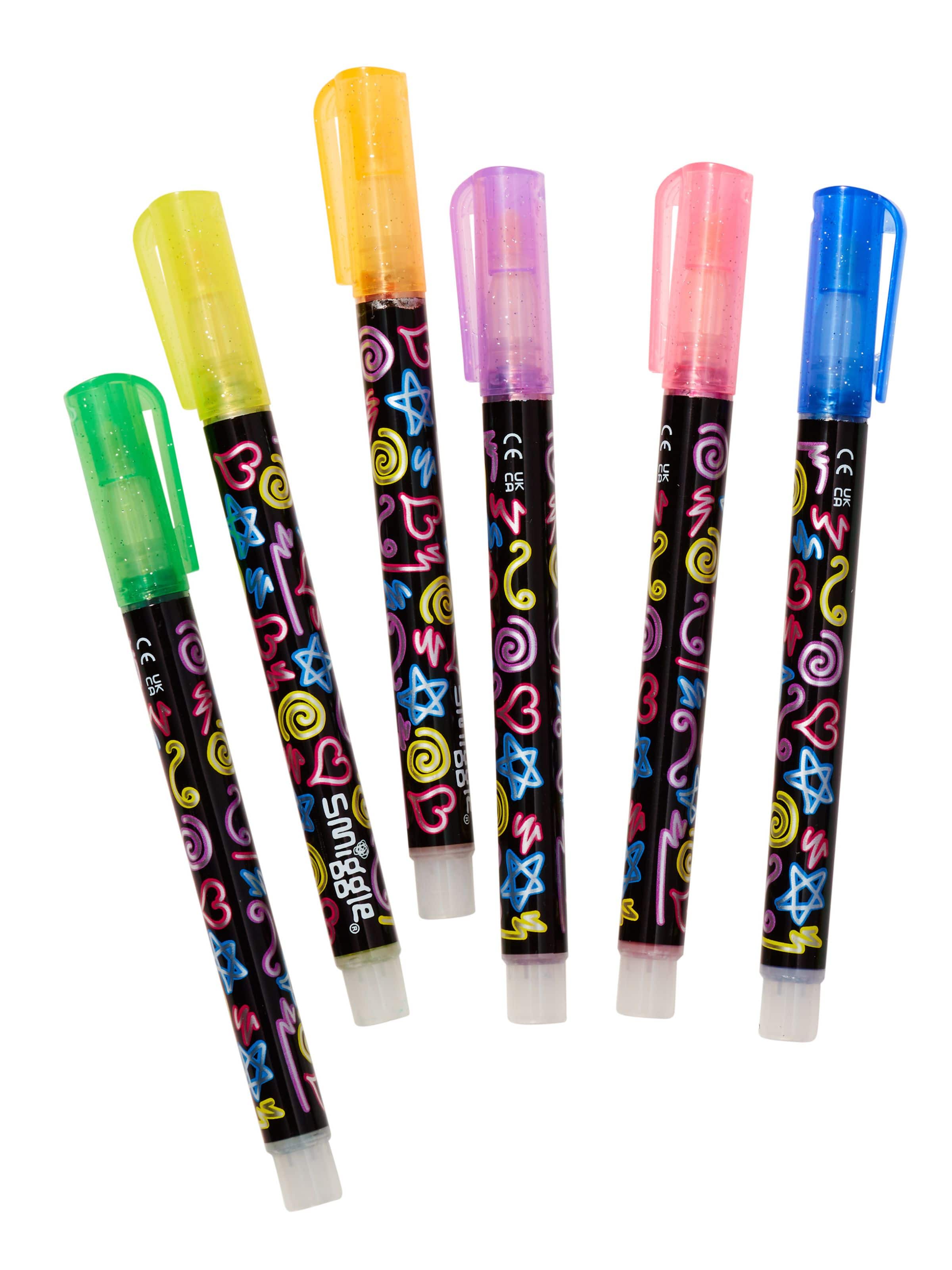 Smiggle - आउटलाइन चांदी चमकीला फॉरफोरलू हाईलाइटर 6 पेन सेट
