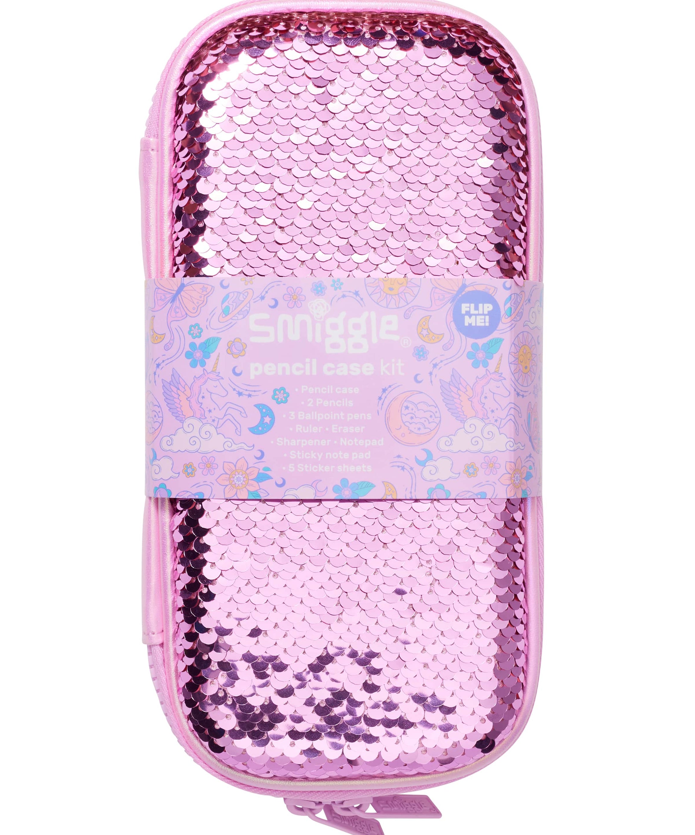 Smiggle - सीक्विन्स मैजिक पेन बॉक्स और स्टेशनरी सेट